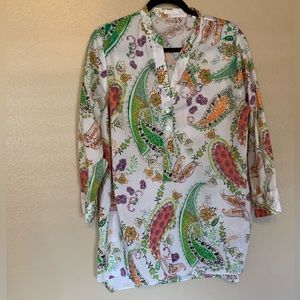 Robert Friedman paisley popover tunic top size M